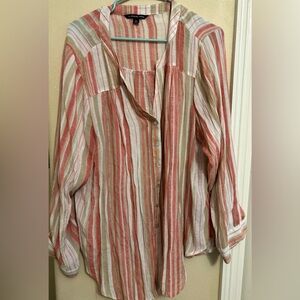 Striped Button-Up Blouse